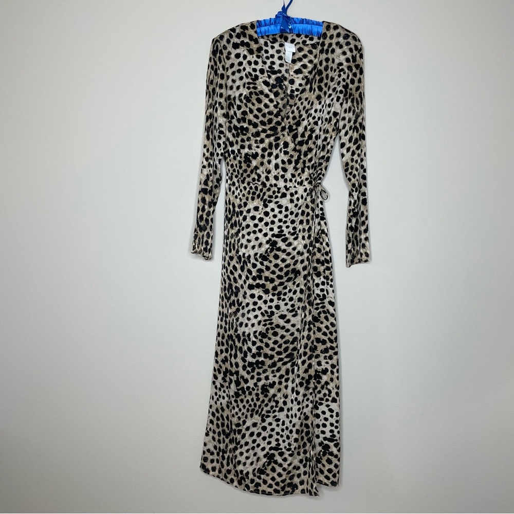 H&M Animal Print Long Sleeve Silky Wrap Dress - Picture 7 of 7